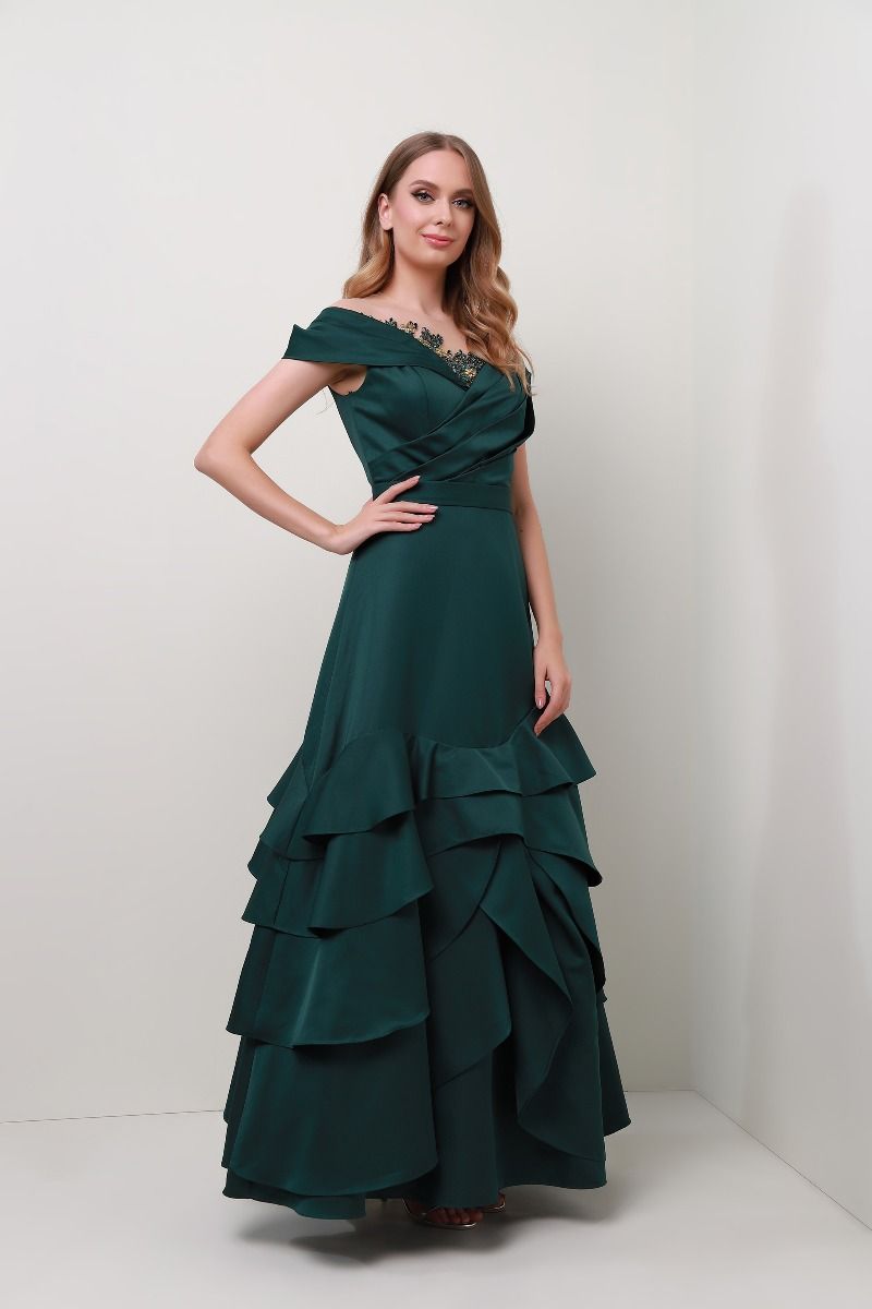 Layered hem satin dress