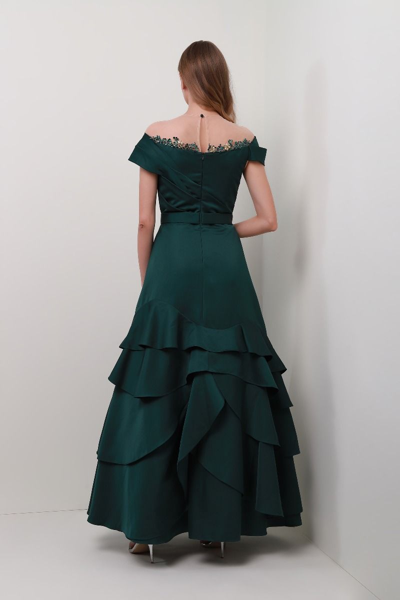 Layered hem satin dress