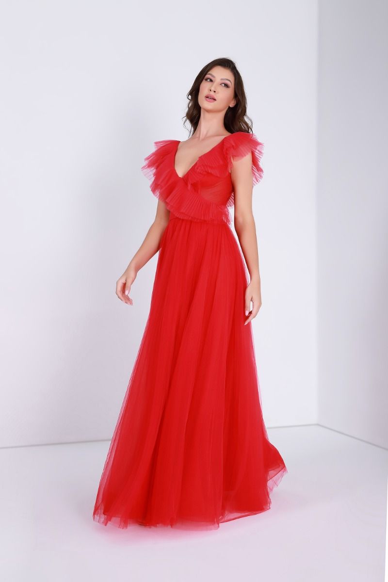 Deep Ruffled V neck dress
