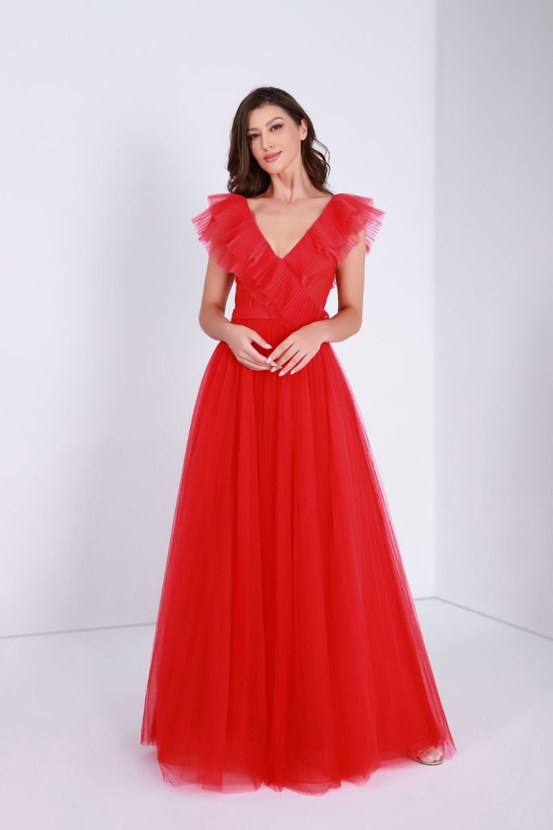 Deep Ruffled V neck dress