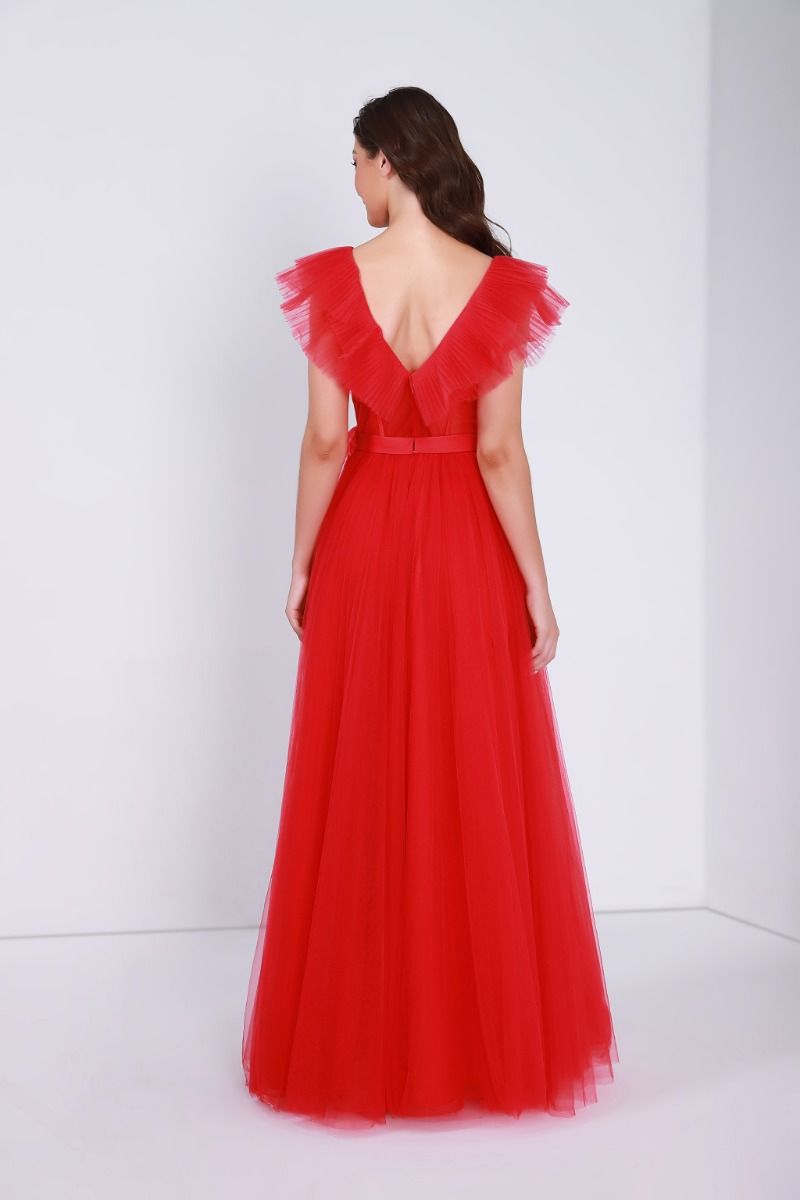 Deep Ruffled V neck dress