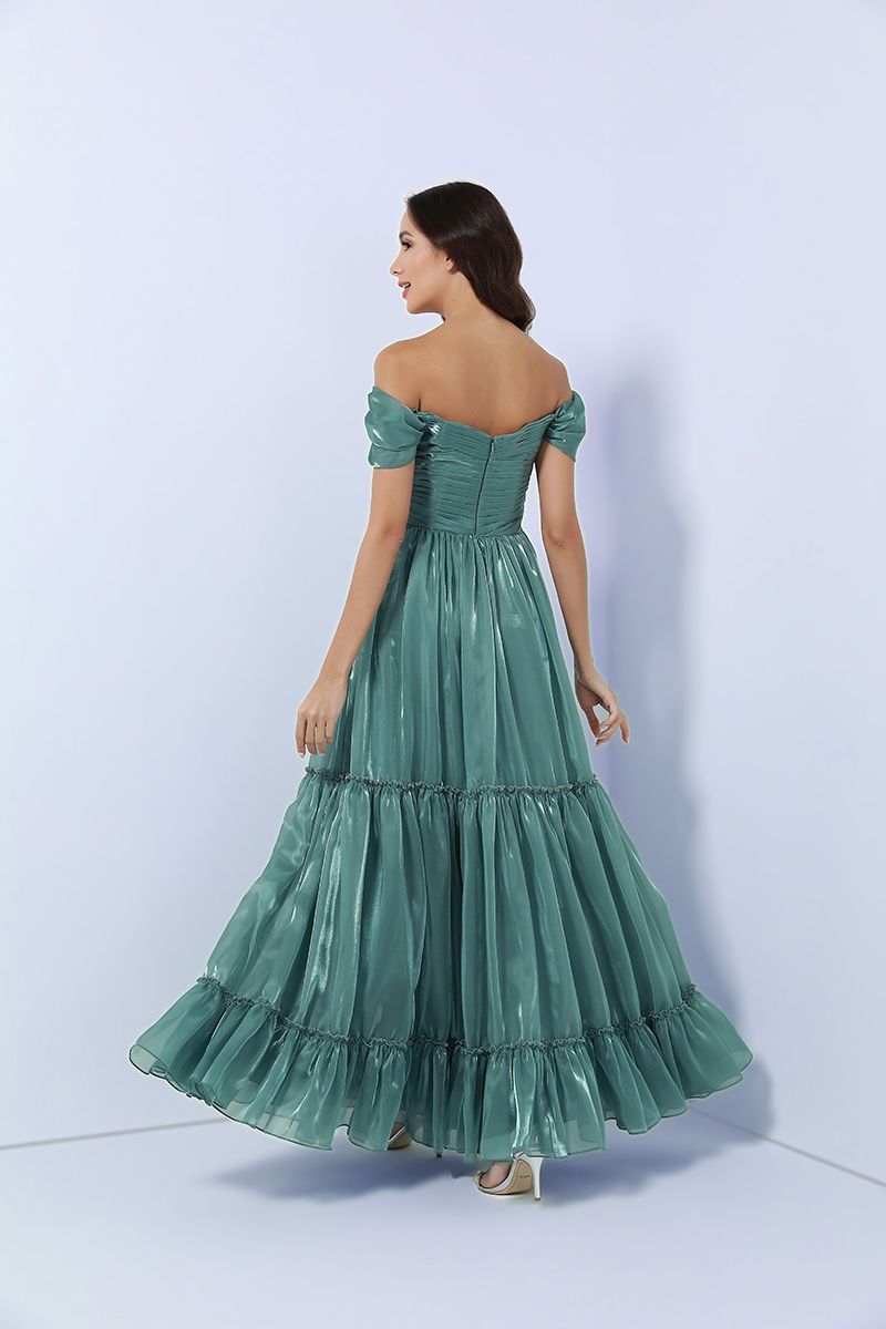 Pleated off-shoulder dress