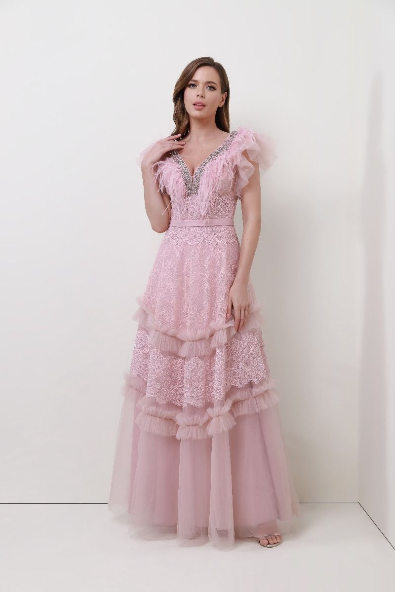 Lace and feathers dress