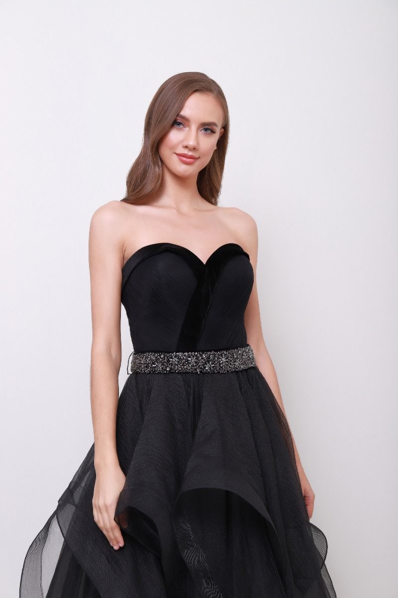 Embellished belt with rhinestones dress