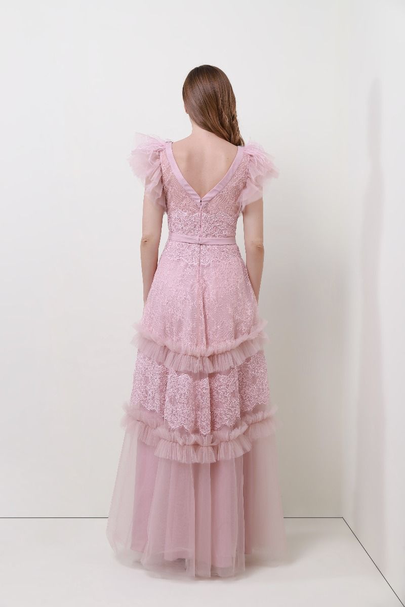 Lace and feathers dress