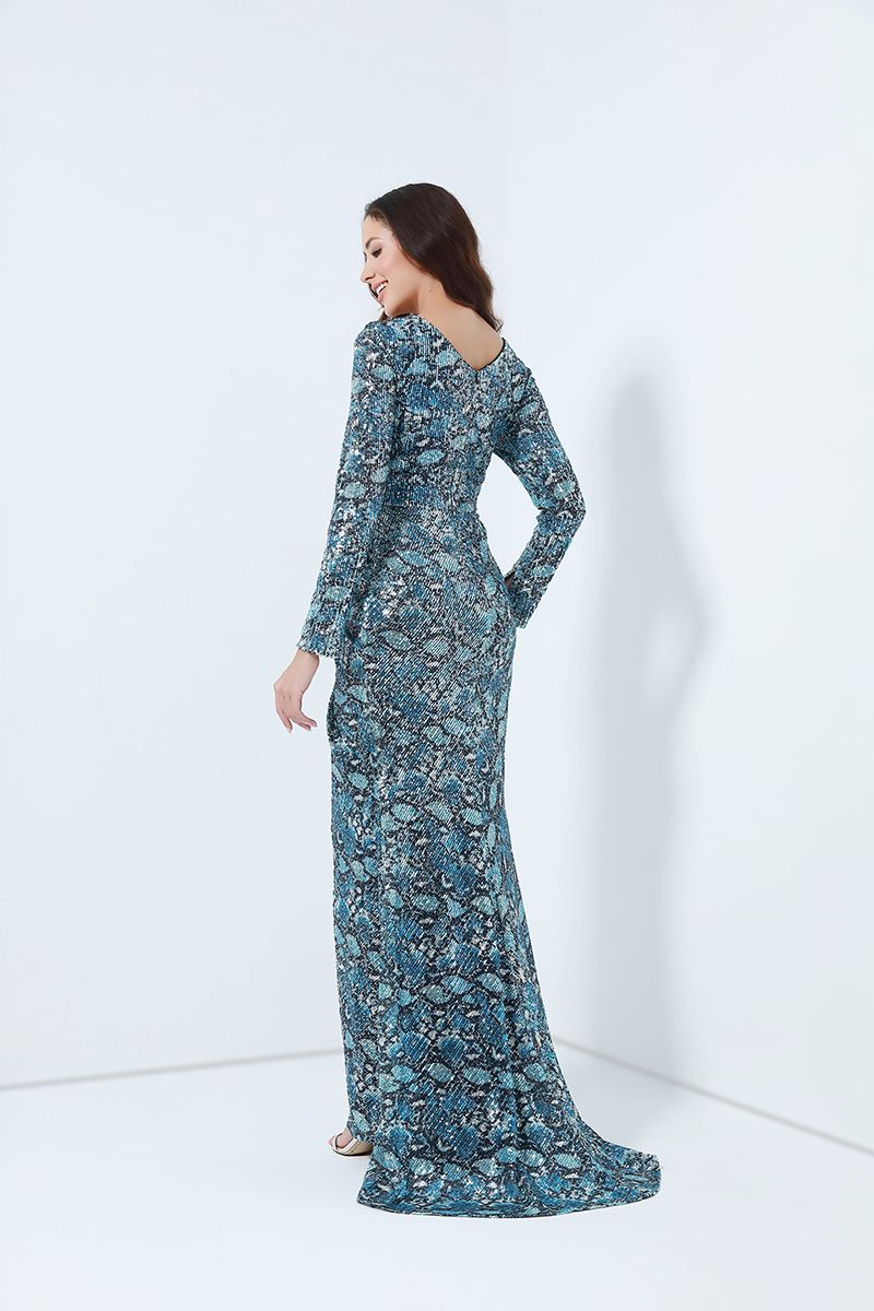 Printed sequined dress