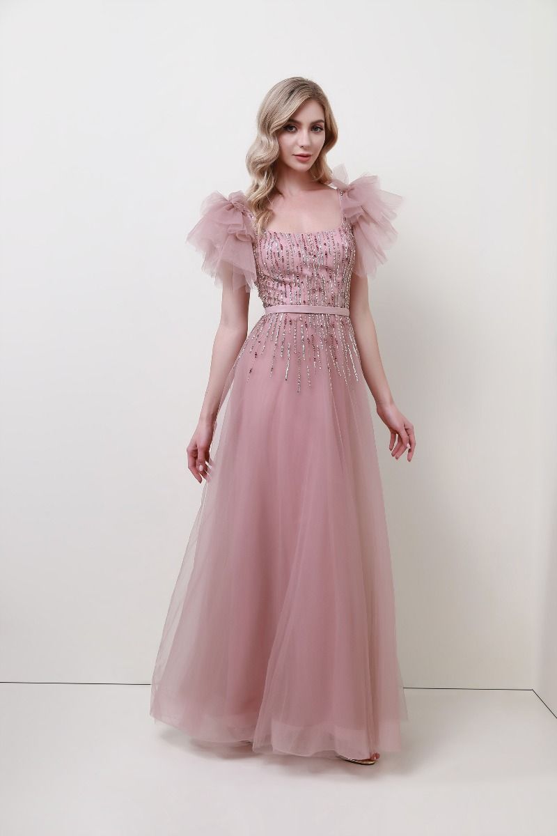 Frill trimming sleeves dress