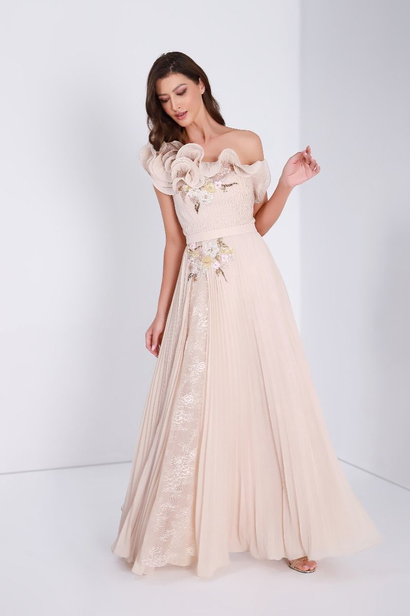 Pleated chiffon dress