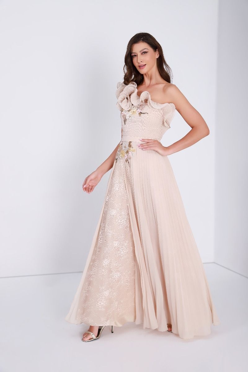 Pleated chiffon dress