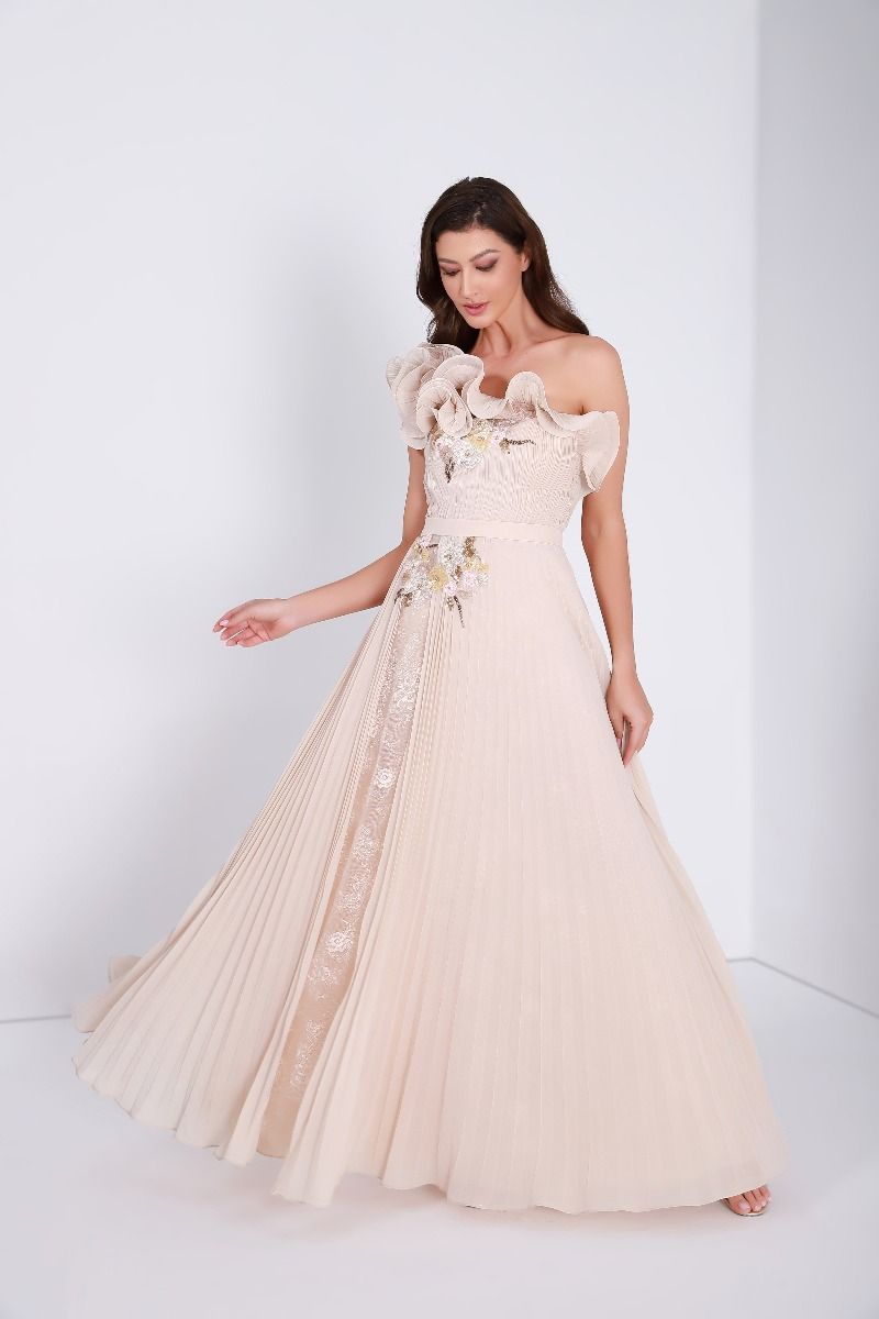 Pleated chiffon dress