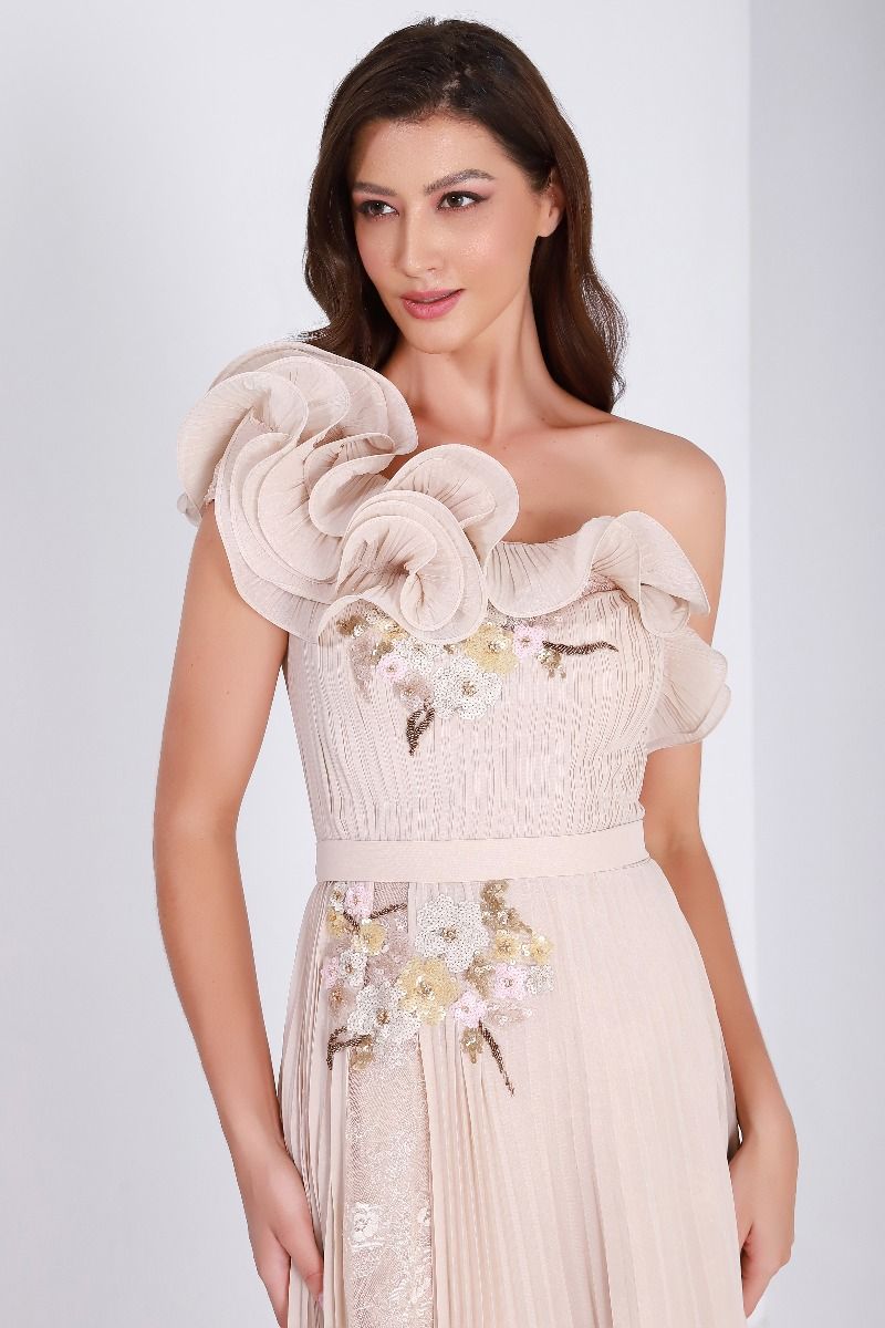 Pleated chiffon dress