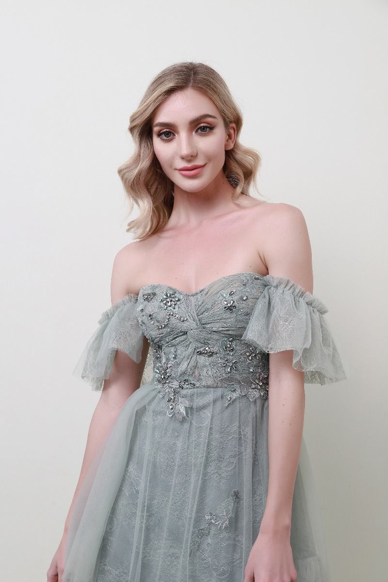 Off shoulder lace inserts dress