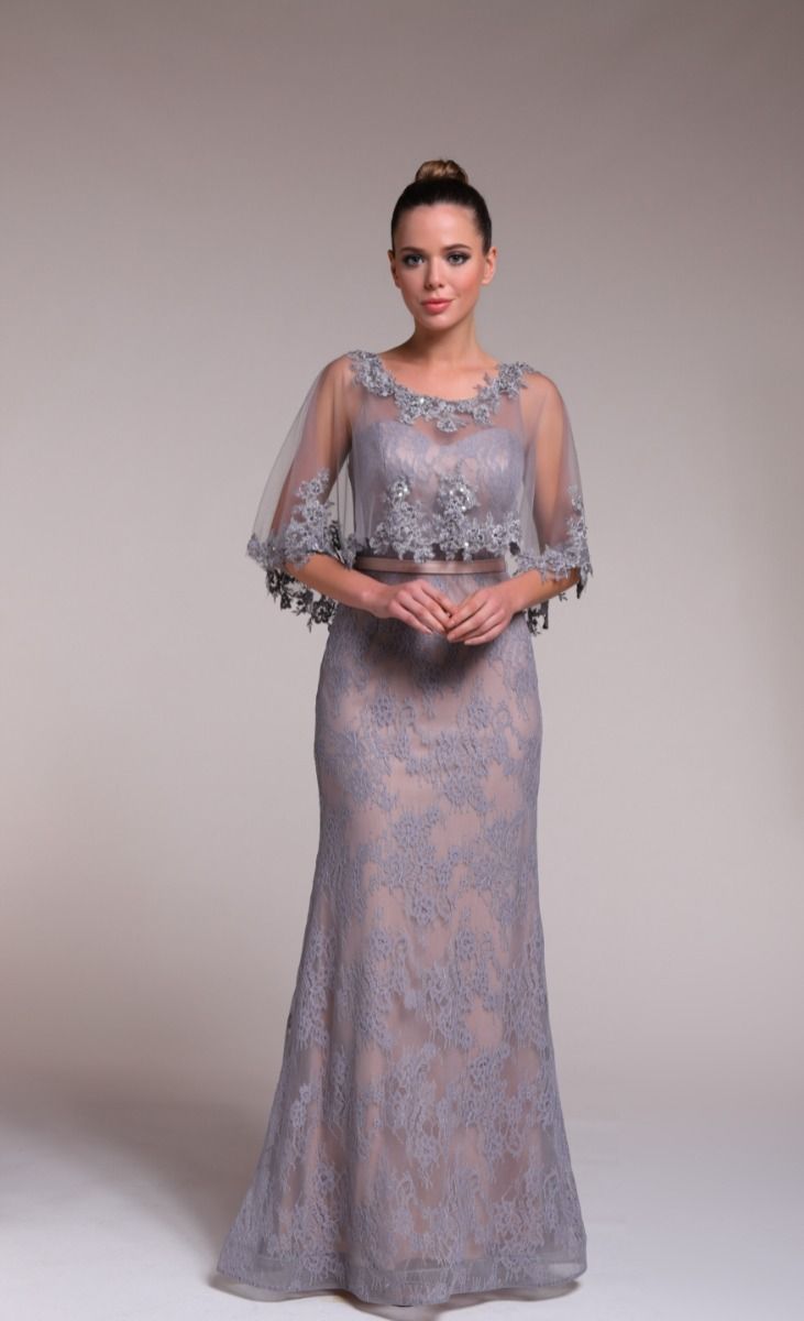 Embellished cape dress