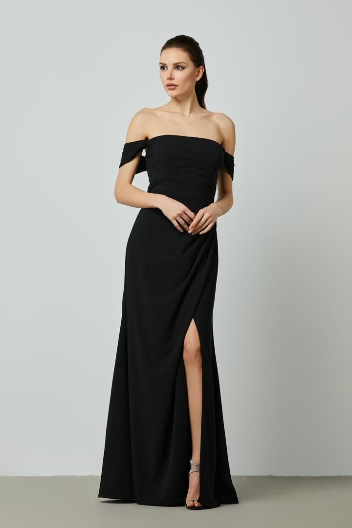 Off-Shoulder Draped A-Linen Dress