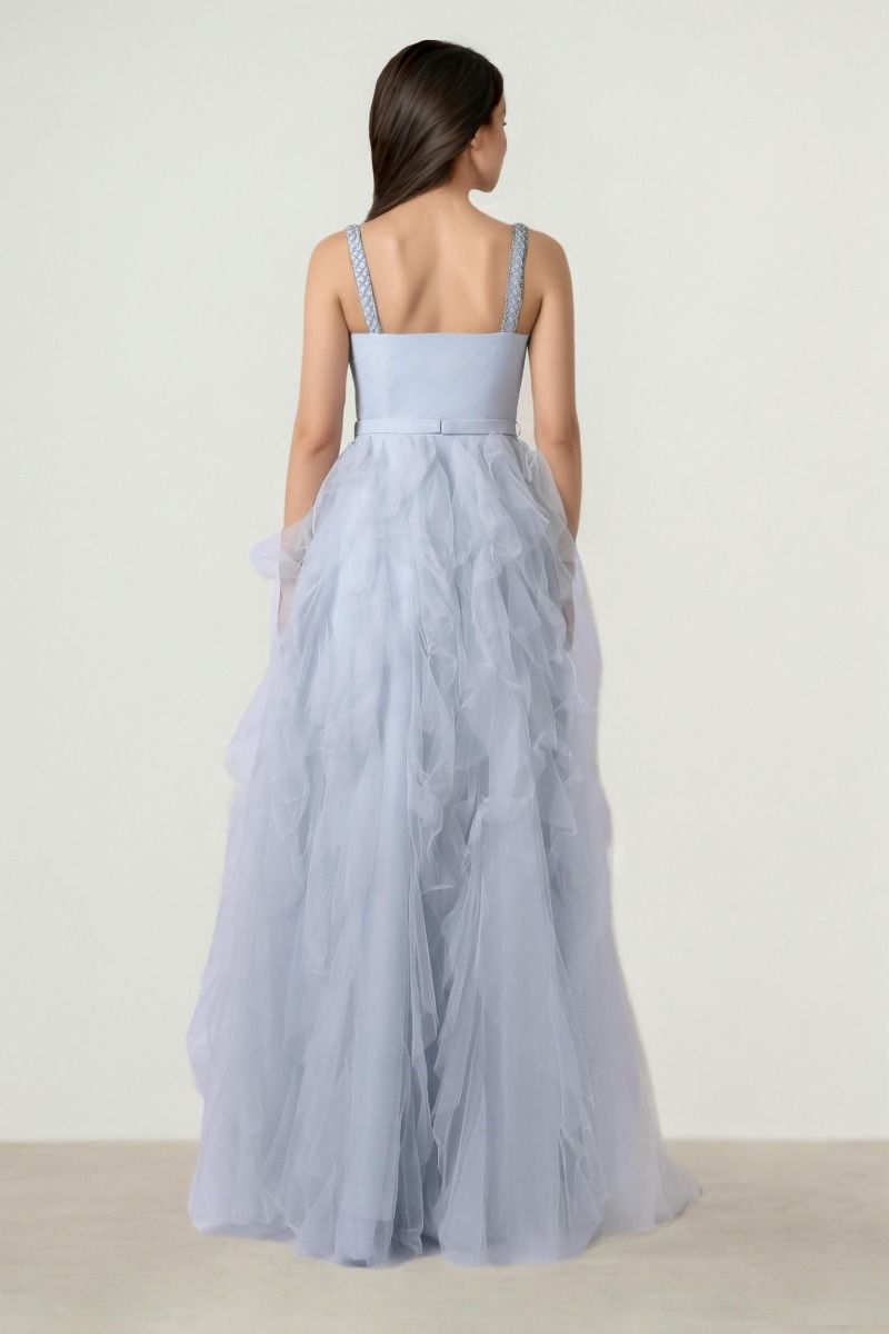 Ruffled Tulle Strap Dress