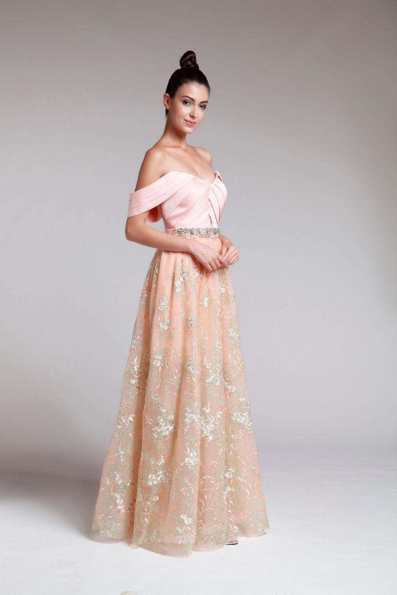 Off shoulder lace inserts dress