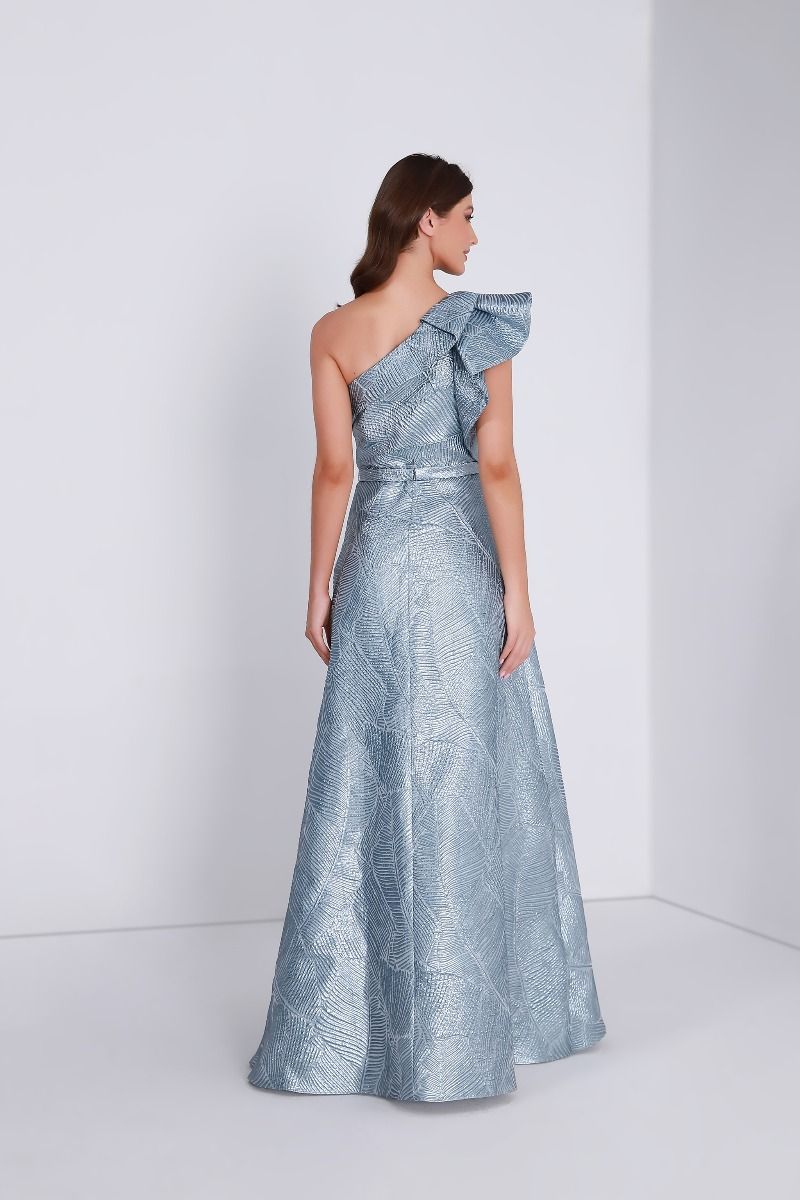 One-shoulder brocade dress