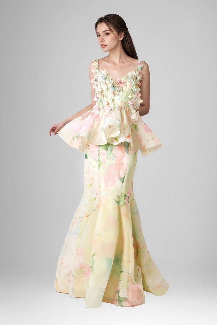 Floral prints peplum dress