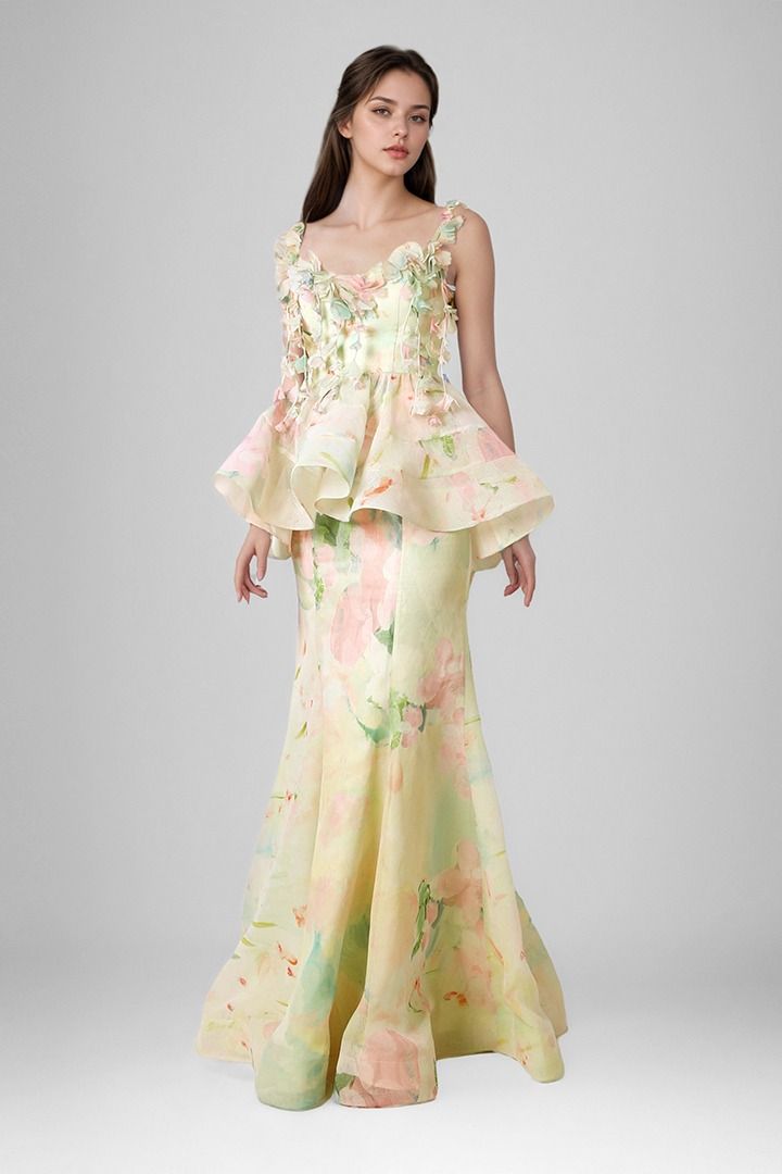 Floral prints peplum dress
