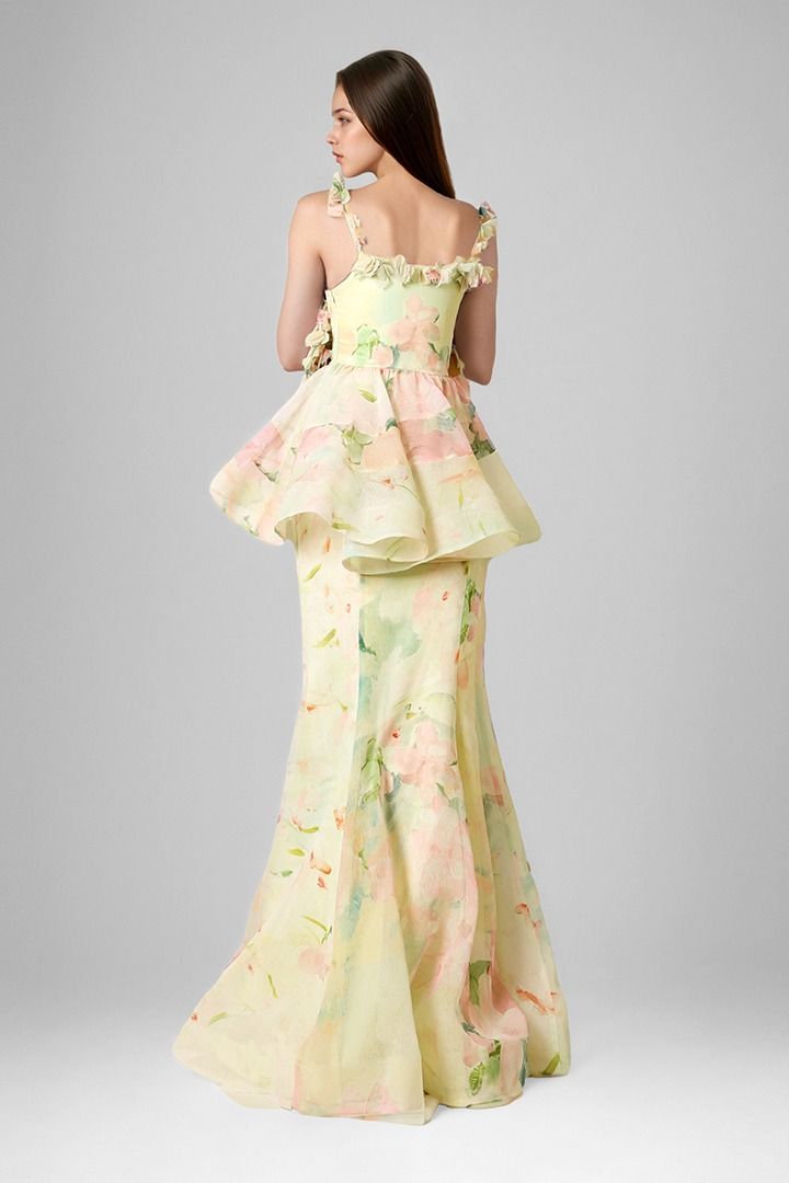 Floral prints peplum dress