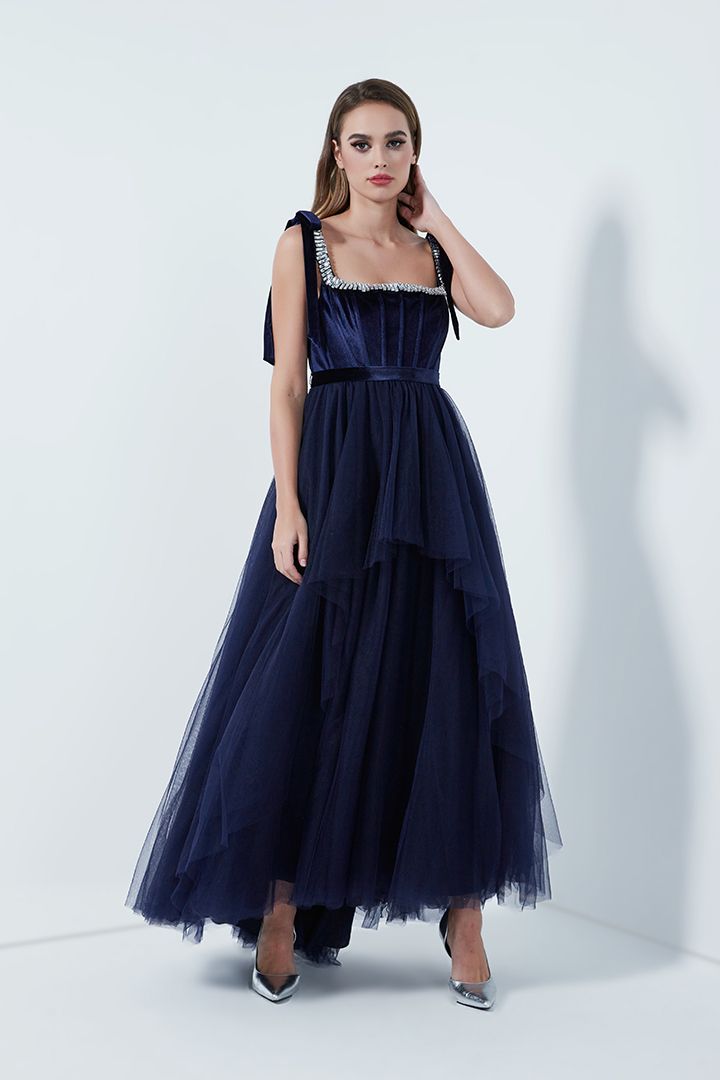 embellished Neckline Dress