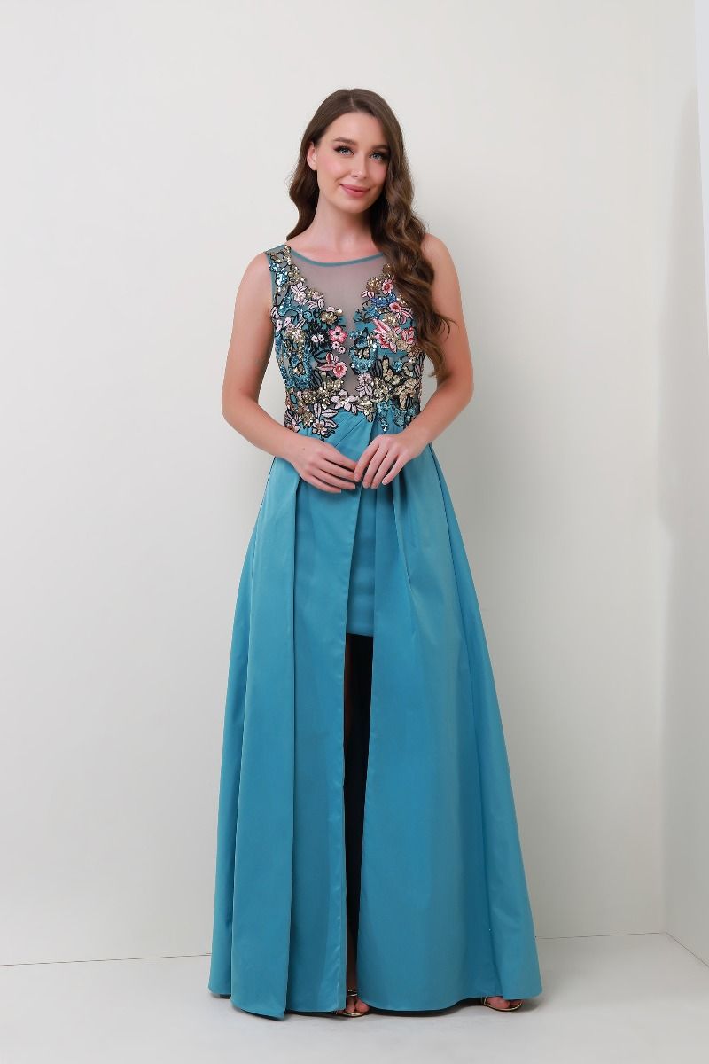 Colorful flower applique dress