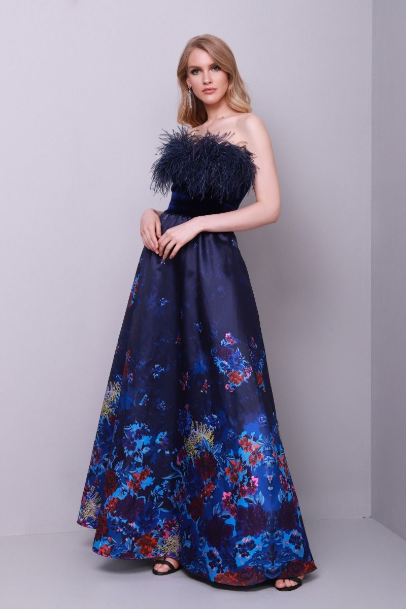 Feather trimming dress