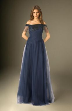Navy Illusion Gown